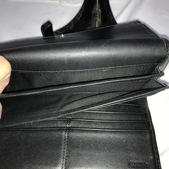 Coach Monogram Pleated Jacquard Gray & Black Canvas and Leather Long Wallet - Picture 10 of 12